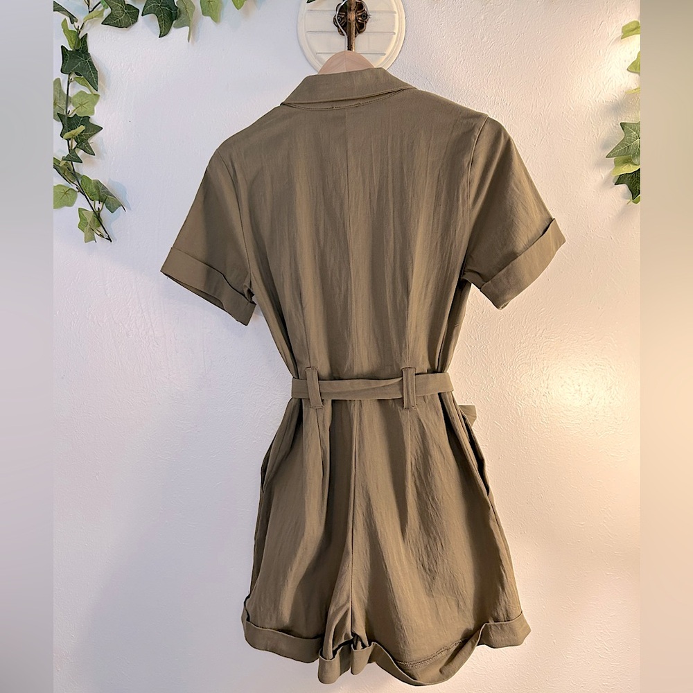 Hem & Thread Olive Green Short Sleeve Romper - Picture 3 of 16